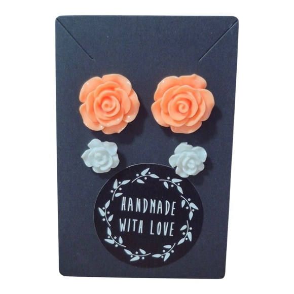 Handcrafted Nature-Inspired Rose Earrings - Picture 2 of 2